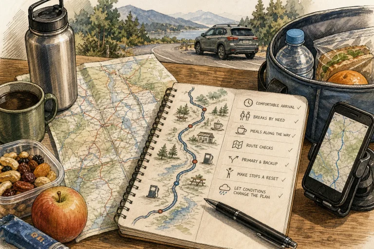 AI-generated editorial illustration for Plan a Long Drive Around Stops, Not Just Miles
