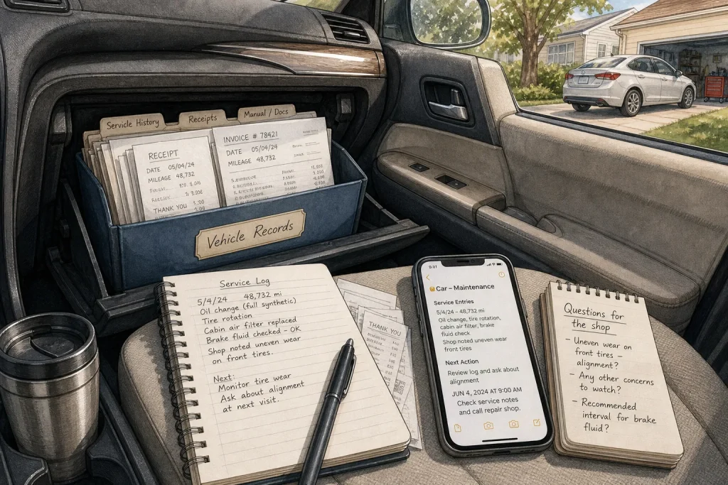 AI-generated editorial illustration for A Simple Routine for Keeping Track of Car Maintenance